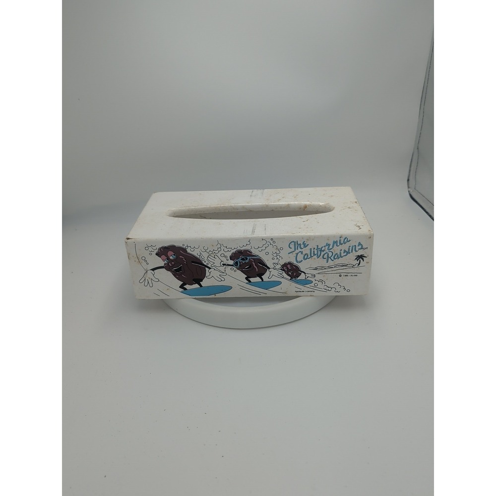 Vintage 1988‎ California Raisins Surfing Tissue Box Cover White Plastic Retro